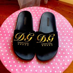 Dolce & Gabbana women  gold and black slides